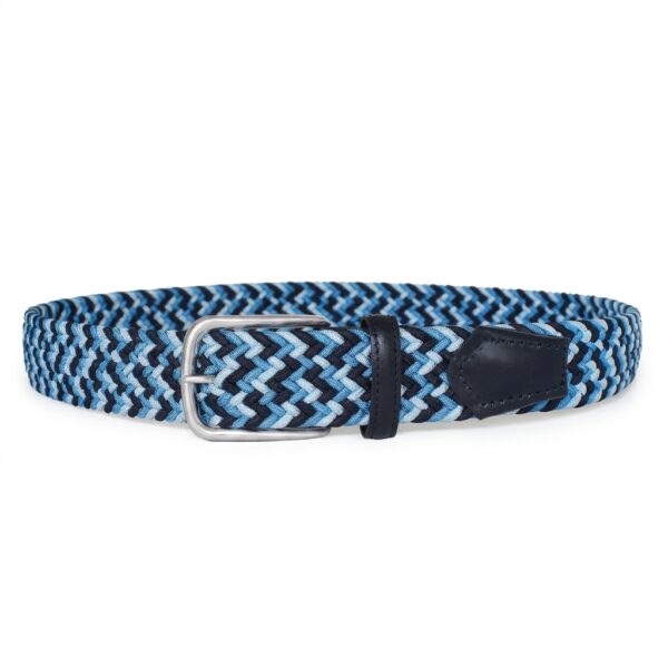 Italian Elasticated Woven Belt - Navy/Blue/Sky