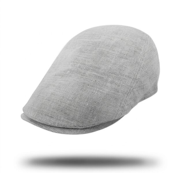 Stanton Light Grey Linen Flat Cap