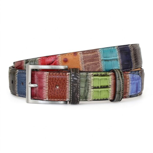 Italian Patchwork Jean Belt - Multi-Colour