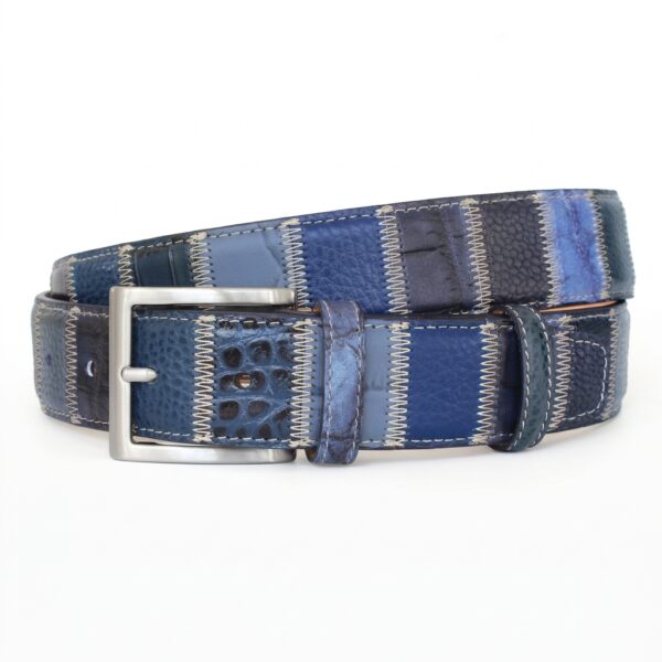 Italian Patchwork Jean Belt - Blue