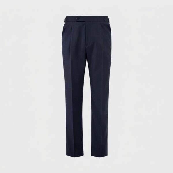 Dark Navy Twill Pleated Trouser